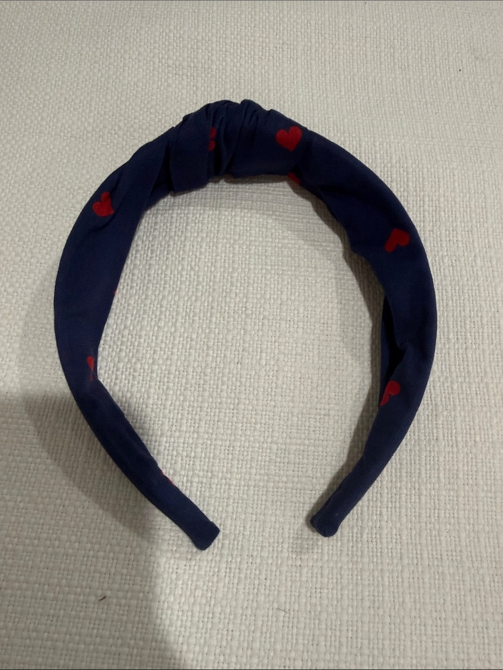 J. Crew Factory Navy Headband with Red Heart Print